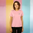 thumbnail image 2 of Dalix Heartly Ghost Embroidered Cotton Relaxed Fit Short Sleeve Crewneck Tee Shirt Women in Pink M Medium, 2 of 5
