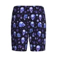 thumbnail image 2 of Lsque Skull flower leaf purple Mens Sleep Pajama Shorts,Short Pajama Pants, Cotton Ultra-Soft Knit-XX-Large, 2 of 9