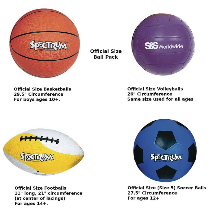 Spectrum Official Size Rubber Basketball, Soccer, Football, and