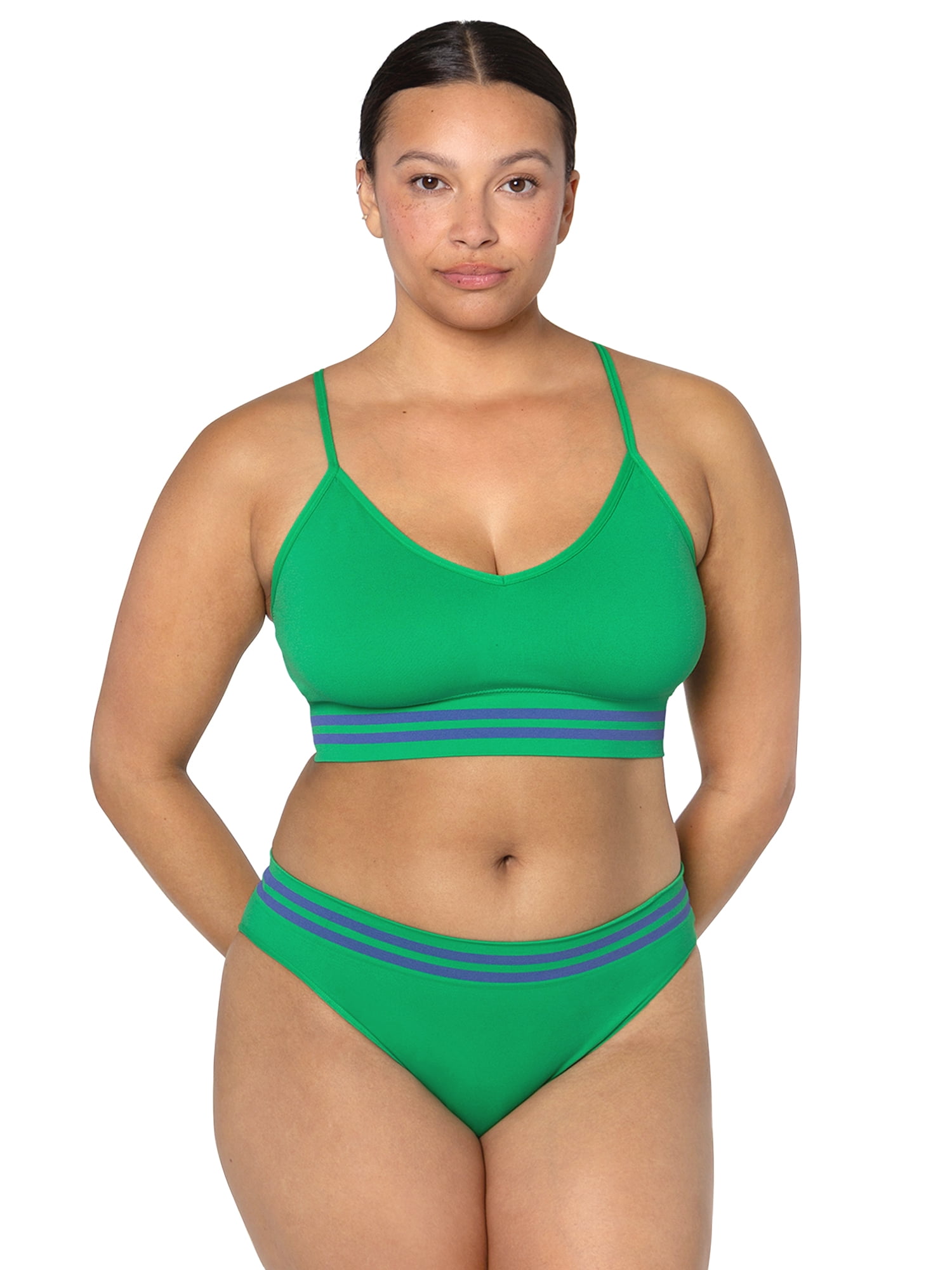 fresh collection by Fruit of the Loom Women's Seamless Cami Bralette and Bikini Underwear Set
