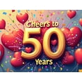 thumbnail image 4 of LUUFILx Cheers to 50 Years Anniversary Banner Gold Hearts Confetti Backdrop Decoration Celebration Background Party Supplies Event Props Decors, 4 of 8