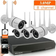 Wireless Security Camera System, WEILAILIFE Surveillance Cameras System for Home Security, 8CH NVR and 4pcs Wi-Fi Indoor/Outdoor Video Security Cameras