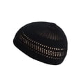 thumbnail image 3 of Cotton Kufi Beanie Lattice Weave Hats for Adult Men and Women's, Black, 3 of 5