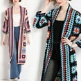 thumbnail image 6 of Aellinatey Women's Vintage Inspired Knitted Long Cardigan with Colorful Crochet Detail, 6 of 21