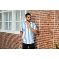 thumbnail image 6 of IDOPIP Mens Summer Striped Shirts Button Down Short Sleeve Vintage Beach Hawaiian Shirts, 6 of 8