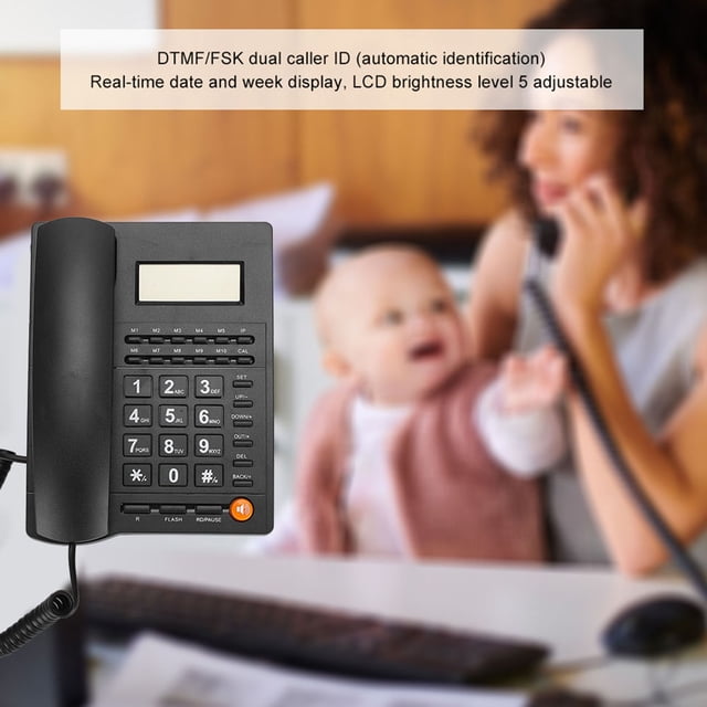 Teléfono de escritorio registro de tiempo de línea fija 50 grupos Identificador de llamadas dual DTMF FSK para la oficina para el hogar
