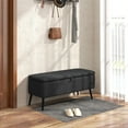 thumbnail image 2 of HOMCOM Banc Ottoman de Rangement, Repose-Pieds en Tissu de Lin Gris Foncé, 2 of 10