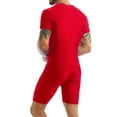 thumbnail image 3 of Doomiva Men's Spandex Wrestling Singlet Front Zipper Bodysuit Gym Workout Unitard Red L, 3 of 7