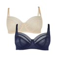 thumbnail image 1 of Gorgeous - Sujetador Geométrico de Malla para Mujer - Pack de 2 (Marino), 1 of 3