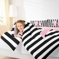 thumbnail image 4 of Manfei Pink Bows Monogrammed R 7-Piece King Bedding,Geometric Lines Art King Bed in a Bag,Pink Reversible, 4 of 7