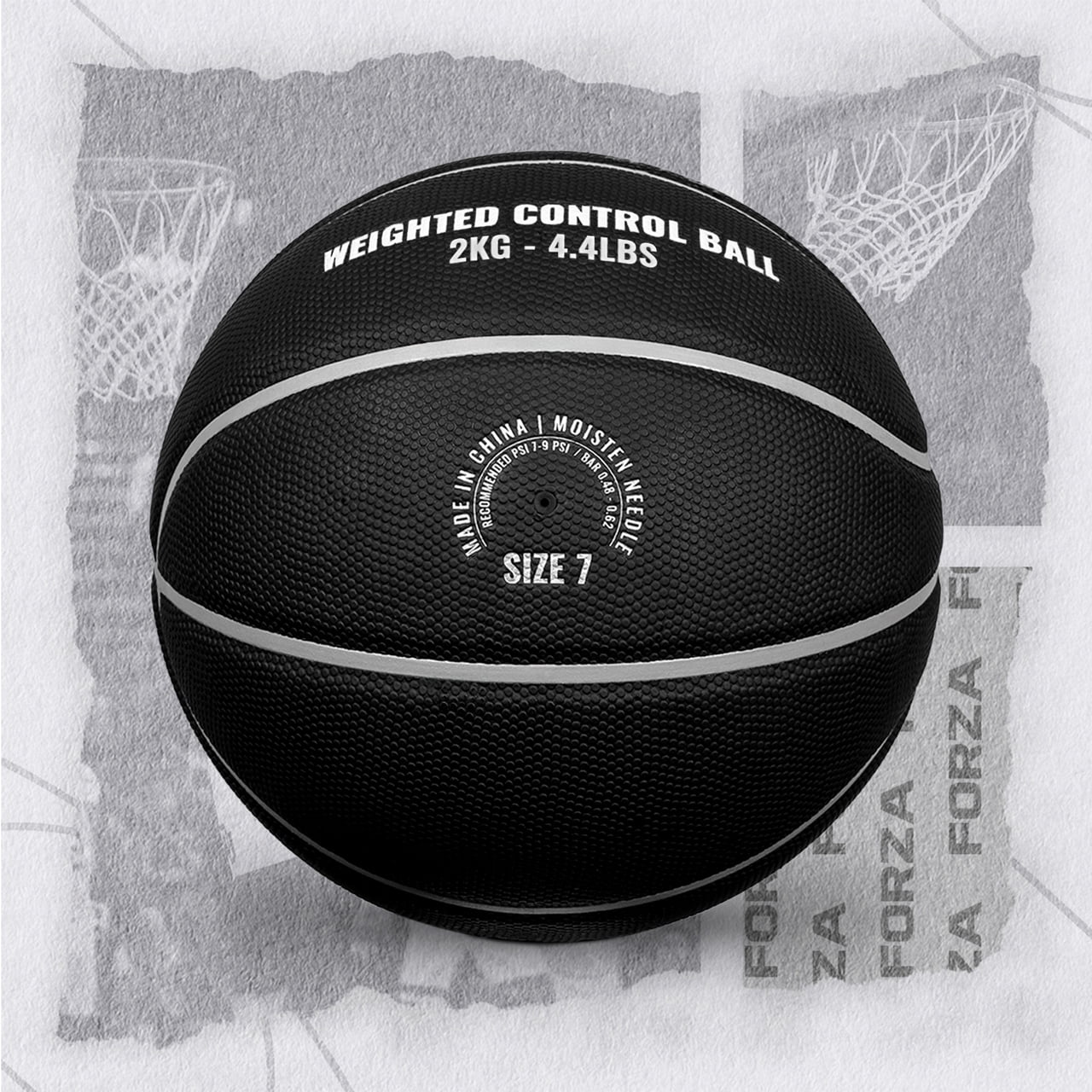 FORZA Weighted Control Training Basketballs [Size 7 ] | Improve Dribbling, Speed & Strength - 3 Weight Options: 2.2lbs, 3.3lbs or 4.4lbs