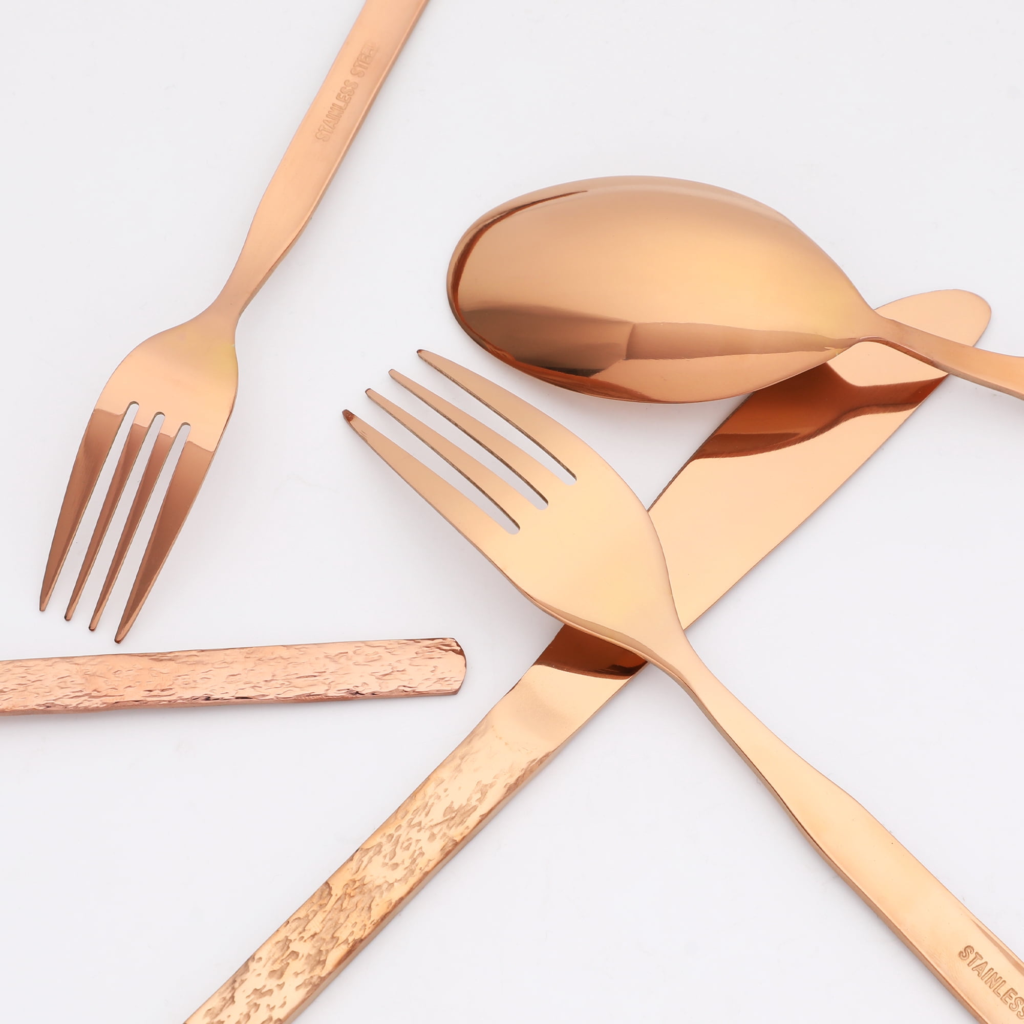 Unique Bargains Stainless Steel Mirror Polished Flatware Set for Kitchen Colorful 30pcs