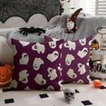 thumbnail image 4 of Halloween Pillow Covers 16x16 inch Set of 2 Happy Halloween White Ghost Decor Purple Pillow Covers Happy Halloween Sofa Bed Outdoor Car Decoration TH-14F16, 4 of 6