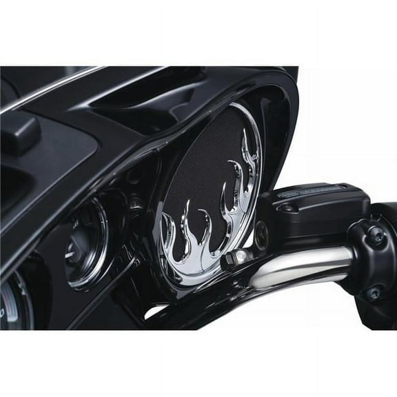 Kuryakyn Flame Speaker Grill for '14-'20 Touring & Trike, Chrome