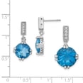 thumbnail image 2 of Beautiful Sterling Silver Rhod-plated Blue and Clear CZ Pendant and Earring Set, 2 of 2