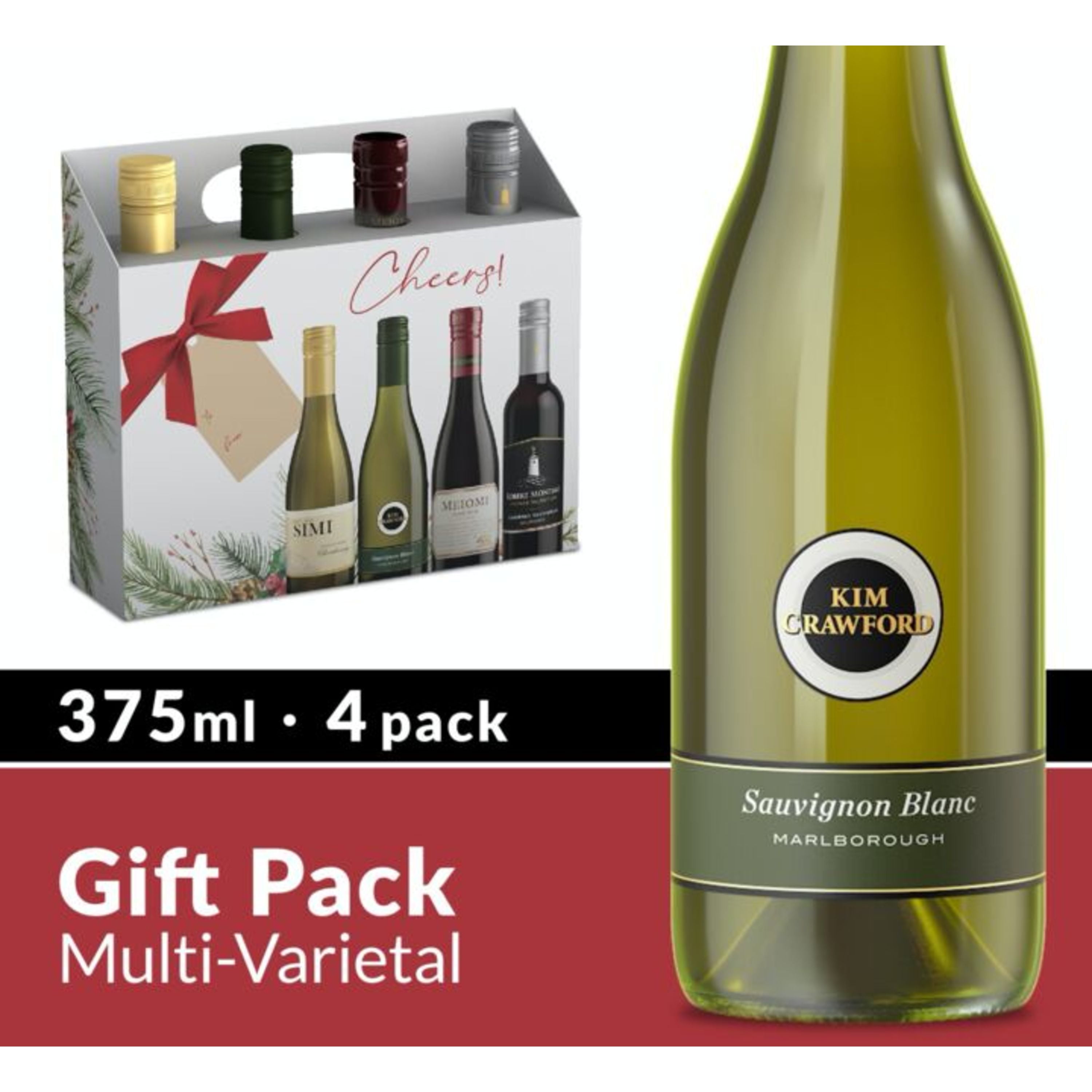 Variety Wine Gift Set Red and White Wine, 4 Pack, 375mL Bottles, 13.5% ...