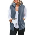 thumbnail image 2 of Virmaxy Women's Fleece Vests Pure Color Sleeveless Plush Vest Cardigan Vest Versatile Zipper Blouse Fuzzy Faux Shearling Lapel Zipper Winter Warm Vests Dark Gray XXXL, 2 of 5