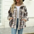 thumbnail image 4 of Baberdicy Women's Plaid Lapel Jacket, Casual Contrast Color Fleece Lined Fall Winter Coat , Plaid Fleece Shacket, Corduroy-Collar Jacket, Fall Flannel Coat Yellow S, 4 of 5