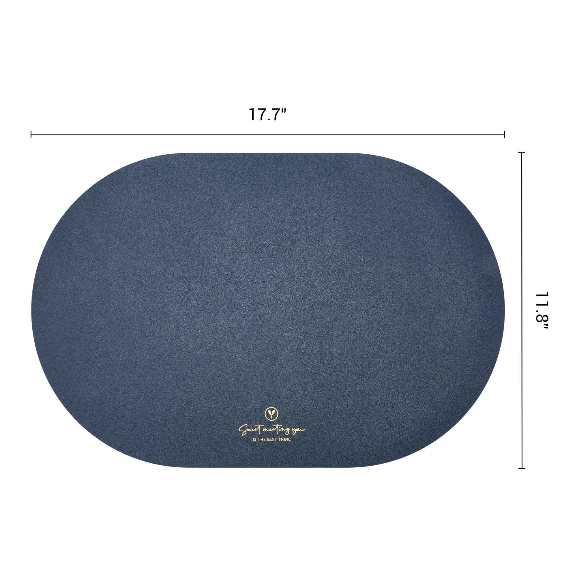 Unique Bargains 4pcs Faux Leather Placemats for Kitchen Dark Blue 17.7"x11.8"