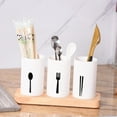 thumbnail image 4 of Uanit Kitchen Silverware Holder for Countertop, Multifunctional Upright Utensil Holder with Pine Wood Base, Detachable Kitchen Cutlery Holder Storage for Chopstick, Spoon, Fork, 4 of 8