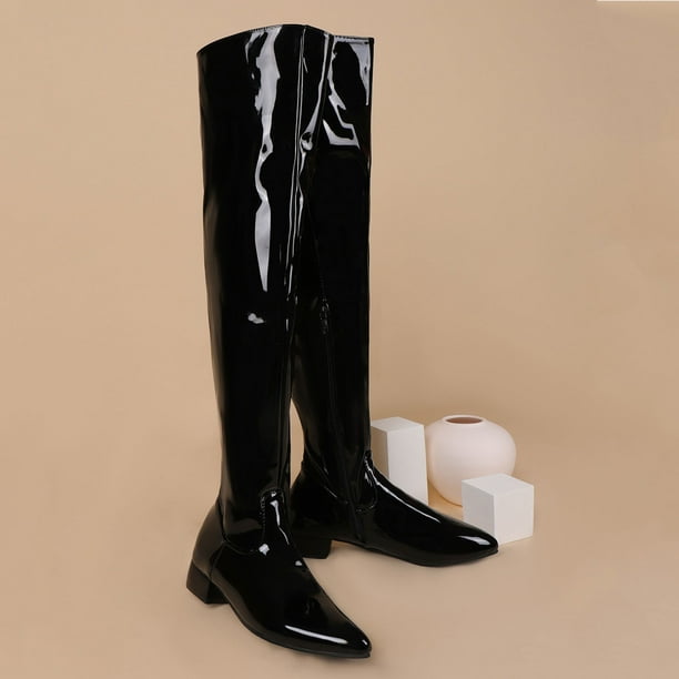 Low heel patent boots sale