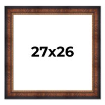 27x26 Frame Brown Walnut Gold Ornate Trim Solid Wood Plein Air Picture Frame | 3 Inch Moulding