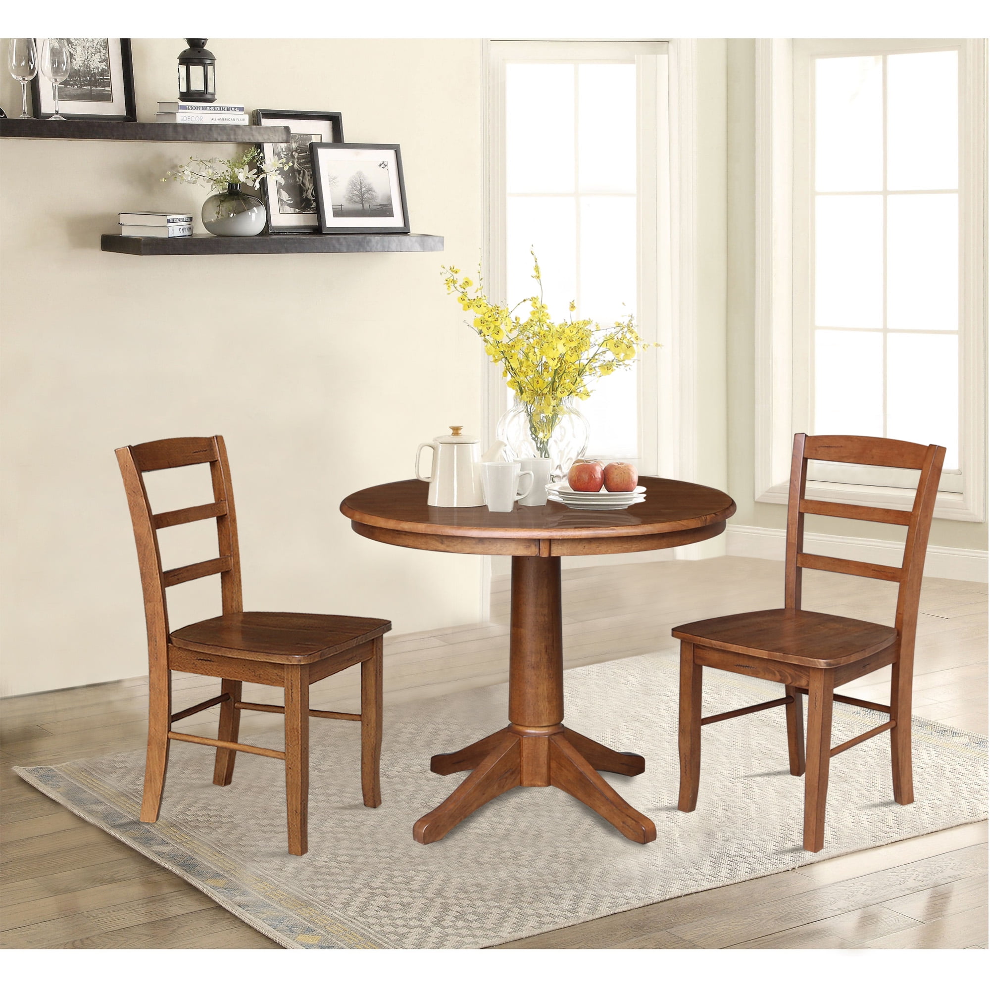 International Concepts 36 Round Top, 36 Round Pedestal Dining Table Set