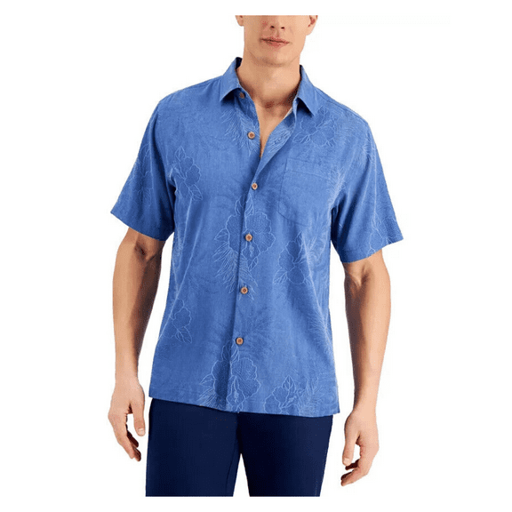 Tommy Bahama Men's Lush Palms Printed Shirt, Bright Cobalt, 3XL