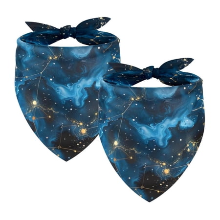 PhooArto Galaxy Space Constellation Dog Bandanas 2 Pack Soft Washable Pet Scarf Triangle for Large Dogs Puppies and Cats