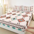 thumbnail image 4 of jejeloiu Rustic Tribal Bed Sheets,Vintage Print Full Size Sheets For Boys,Beige Brown,4-Piece,1 Flat Sheet, 1 Fitted Sheet and 2 Pillowcases, 4 of 6
