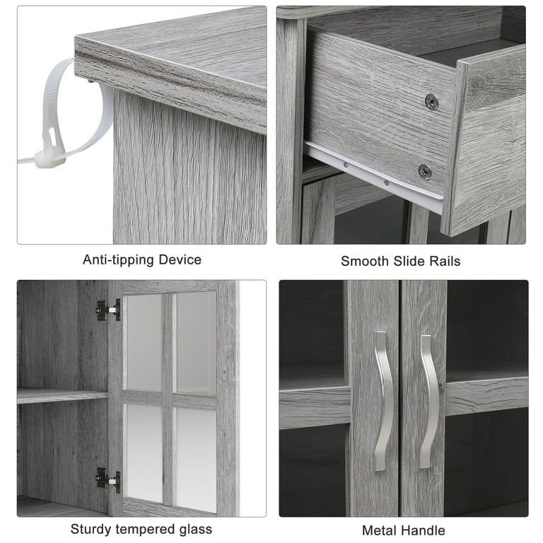 Homfa Gray Buffet Storage Cabinet Cupboard, Kitchen Homfa Gray Buffet Storage Cabinet Cupboard, Kitchen
