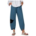 thumbnail image 1 of Pantalones Anchos Estampados de Lino Y Algodón Sueltos Informales Para Mujer A La Moda Odeerbi ODB-6, 1 of 6