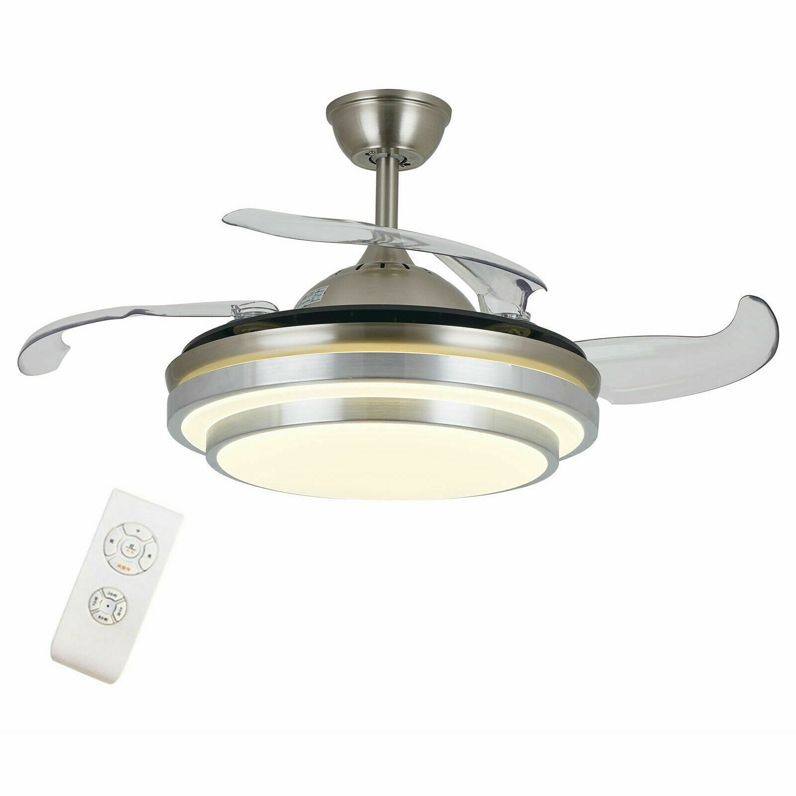 42"Inch Stainless Steel Ceiling Fan Light Lamp Remote Control Fixtures US Ship 