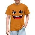 thumbnail image 1 of Blusas y camisas de manga corta con cuello redondo para niños y niñas, color liso, con estampado de expresión linda, manga corta, holgadas y cómodas, blusa para niña, 1 of 6