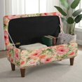 thumbnail image 3 of Jiueut Hibiscus Plumeria Lemon Palm Leaves Print Ottoman Cover Stretch Storage Ottoman Bench Slipcover Folding Storage Footrest Stool Slipcover Footstool Protector Cover with Elastic Bottom, Small, 3 of 7