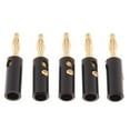 thumbnail image 1 of Adaptador de conectores banana para soldar con tornillo para amplificador de audio chapado en oro de 5 piezas negro, 1 of 7