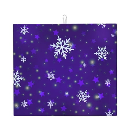 

Honeii Dark Purple Snowflakes for Dish Drying Mat for Kitchen Counter Non-slip Rubber Backed Hide Stain Kitchen Super Absorbent Draining Mat Dish Rack Pad