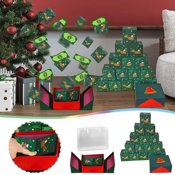 Caja de regalo Surprise Explosion - Caja de dinero con sobre rojo rebotante para Nochebuena, Peticiones y Celebraciones - Incluye Bolsa de Regalo y Tarjetas
