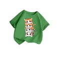 thumbnail image 3 of HNMKIU T-Shirt Décontracté à Imprimé Graphique pour Filles, Col Rond, Manches Courtes, Haut d'Été pour Enfants Vert, 3-4 Ans, 3 of 5