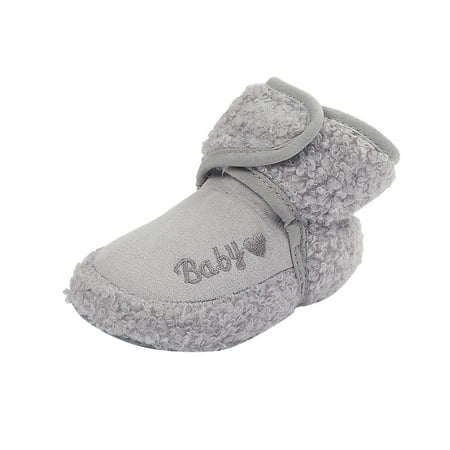 

LBECLEY Girls Tan Boots Size 9 Boys Girls Soft Plush Warm Baby Cotton Boots Snow Shoes First Walkers Baby Shoes Fringe Boots Kids Grey 3