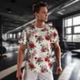 thumbnail image 3 of Wukai Rose Flowers Print Men's Short-Sleeved Mesh T-Shirt,Quick-Dry Short Sleeve Workout T-Shirt-XX-Large, 3 of 8