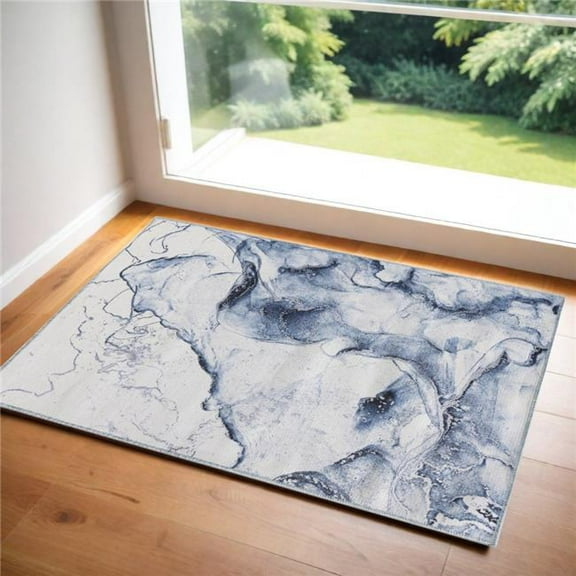 HomeRoots 572311 3 x 4 ft. Abstract Power Loom Rectangle Area Rug, Ivory