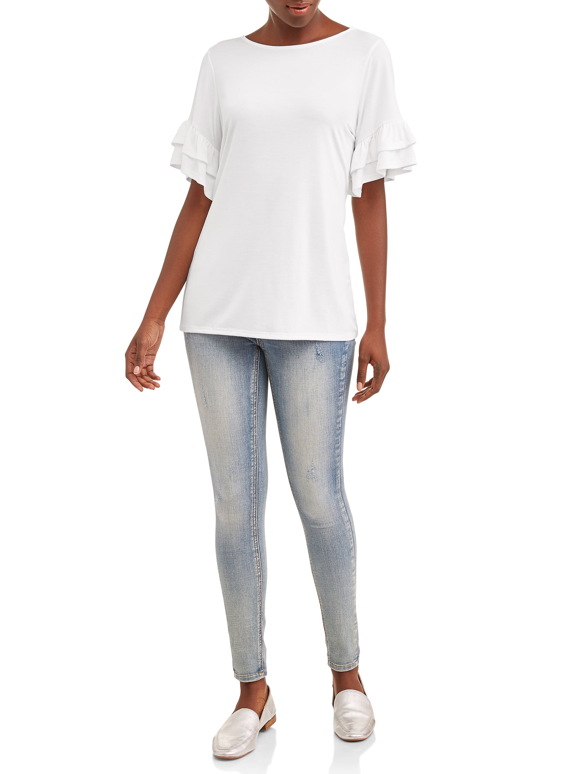 walmart time and tru ruffle sleeve top