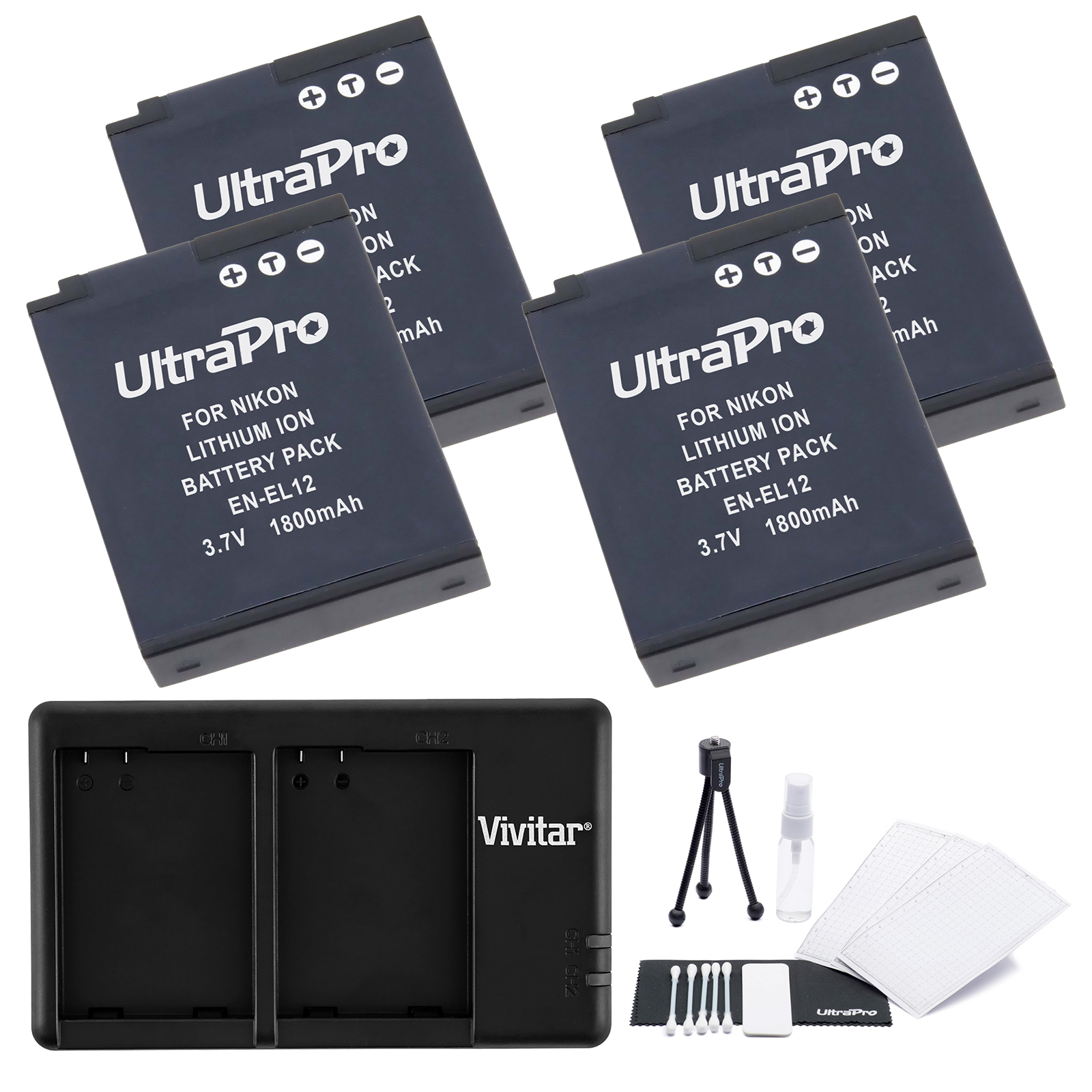 4Pack ENEL12 HighCapacity Replacement Batteries w/Rapid USB Dual