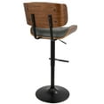 thumbnail image 5 of Lombardi Mid-Century Modern Adjustable Barstool With Swivel In Walnut With Grey Faux Leather - Set Of 2, 5 of 7