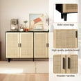 thumbnail image 3 of 62.20" Rattan Cabinet Storage Cabinet,Buffet Storage Cabinet, Boho Accent Liquor Cabinet, 4-Door Rattan Decorative Storage Table,Rattan Buffet Cabinet for Living Room,Dining Room,Black, 3 of 8