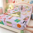 thumbnail image 4 of Manfei Happy Xmas Bed Sheets,Shabby-Chic Pink Christmas Full Size Sheets,4pcs,1 Flat Sheet,1 Fitted Sheet and 2 Pillowcases, 4 of 6