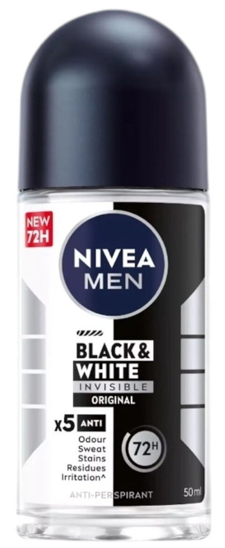 Nivea Men Invisible Black & White Deodorant Anti-Perspirant Roll-on Travel 12PK
