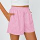 thumbnail image 1 of MKLEKYY Pantalones Cortos de Mezclilla para Mujer, Pantalones Cortos de Verano A Rayas con Bolsillos, Informales, Holgados, con Cintura Elástica y Botones, 1 of 4