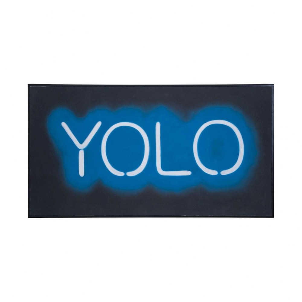 Black And Blue Yolo Neon Sign Painting Made Of Mahogany Canvas In Grain De Bois Noir Color Walmart Com Walmart Com